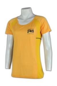 W151 訂購團體女裝跑步T恤 自訂運動衫款式 緊身運動衫訂製 運動衫批發商    金黃色